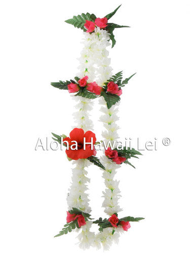 Pikake/Rose Combo Lei - White/Pink (Pack of 6) - Beautiful Hawaii Gifts / Nani Makana