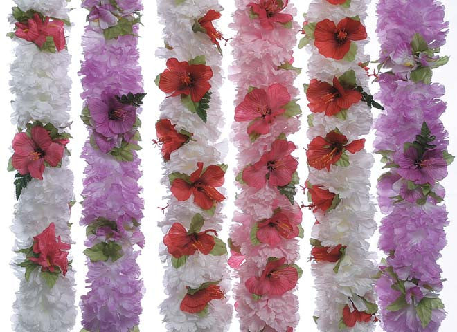 Carnation/Hibiscus Combo Lei - Asst (Pack of 6) - Beautiful Hawaii Gifts / Nani Makana