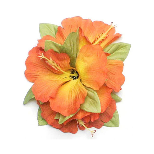 Lrg Hibiscus Tutu Hair Clip (Pack of 6) - Orange - Beautiful Hawaii Gifts / Nani Makana
