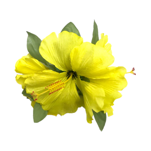 Lrg Hibiscus Tutu Hair Clip (Pack of 6) - Yellow - Beautiful Hawaii Gifts / Nani Makana
