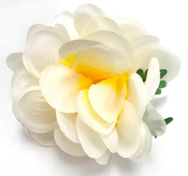 Plumeria Tutu Hair Clip - Yellow/White (Pack of 6) - Beautiful Hawaii Gifts / Nani Makana